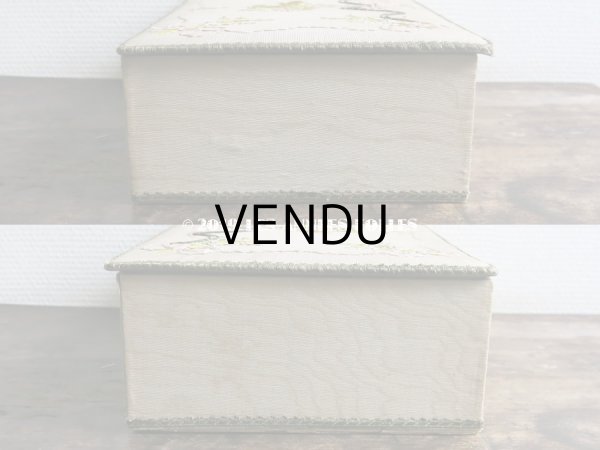 画像16: 1900年代 アンティーク リボン刺繍 大きなカルトナージュボックス　 (16)