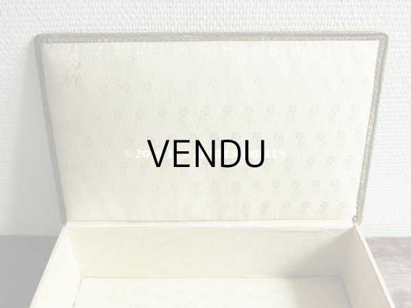 画像11: 1900年代 アンティーク リボン刺繍 大きなカルトナージュボックス　 (11)