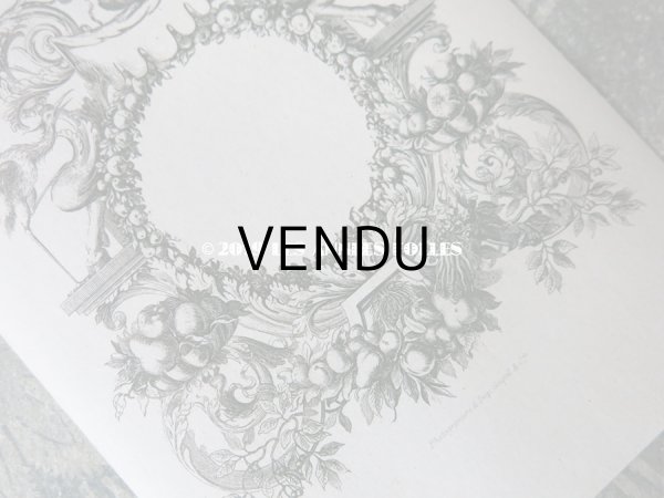 画像4: 19世紀 アンティーク メニューカード 栗鼠＆フルーツのガーランド (4)