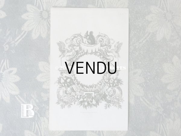 画像6: 19世紀 アンティーク メニューカード 栗鼠＆フルーツのガーランド (6)