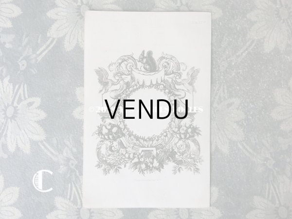 画像8: 19世紀 アンティーク メニューカード 栗鼠＆フルーツのガーランド (8)