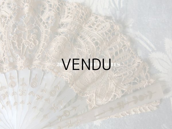 画像5: アンティーク ドール用 レースのファン デュシェス＆ポワンドガーズ 扇子 (5)