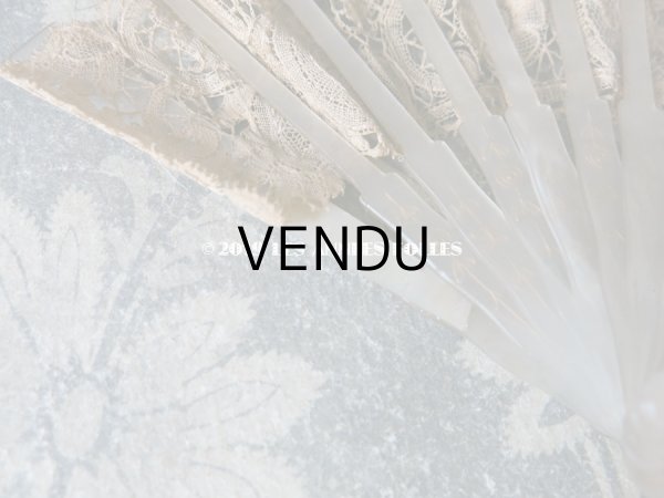 画像7: アンティーク ドール用 レースのファン デュシェス＆ポワンドガーズ 扇子 (7)