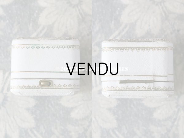 画像4: アンティーク ジュエリーボックス 金彩入り オフホワイト リングボックス (4)