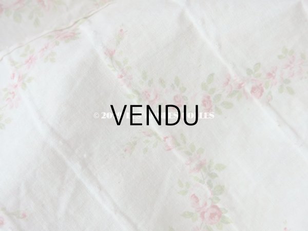 画像6: 19世紀末 アンティーク  薔薇のガーランド コットン製ファブリック  80×230cm (6)