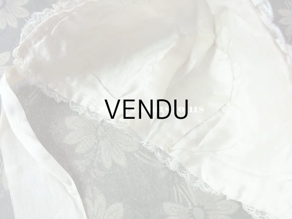 画像7: 1920年代 アンティーク 少女用 ボネ ピンクのロココトリム ＆ オフホワイトの幅広リボン付 (7)