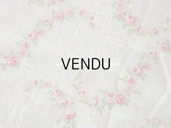 画像3: 19世紀末 アンティーク  薔薇のガーランド コットン製ファブリック  80×230cm (3)