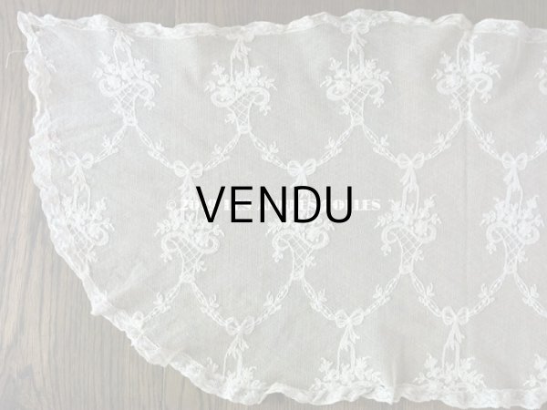 画像9: アンティーク 花かごのチュールレース 108×40cm (9)