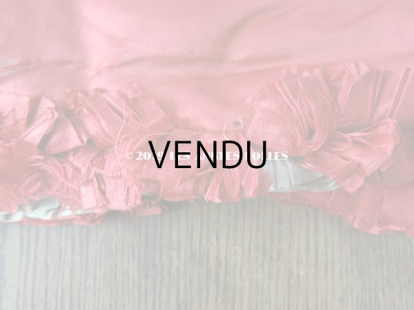 画像5: 19世紀 アンティーク シルク製 ハンキーケース 王冠＆モノグラムのメタル刺繍 スモーキーレッド＆グレイッシュベージュ ハンカチ用ポシェット  (5)