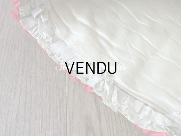 画像8: 19世紀 アンティーク シルク製 ハンキーケース 王冠＆モノグラムのメタル刺繍 スモーキーレッド＆グレイッシュベージュ ハンカチ用ポシェット  (8)