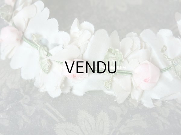 画像5: アンティーク ヘッドリース ピンクの薔薇のロココトリム (5)