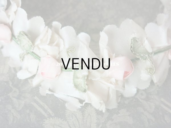 画像6: アンティーク ヘッドリース ピンクの薔薇のロココトリム (6)