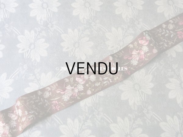 画像7: 19世紀末 アンティーク シルク製 ジャガード織 リボン 花模様 69cm (7)