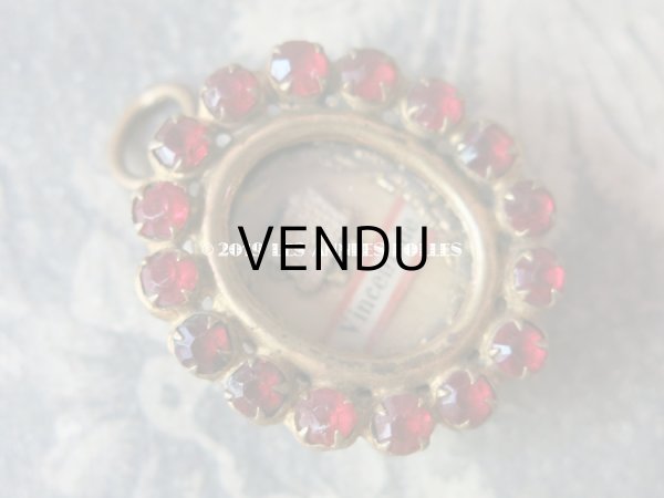 画像3: 19世紀 アンティーク ルリケール　聖遺物のペンダント 封蝋付 グレナディンレッドのラインストーン 聖人の遺品 (3)