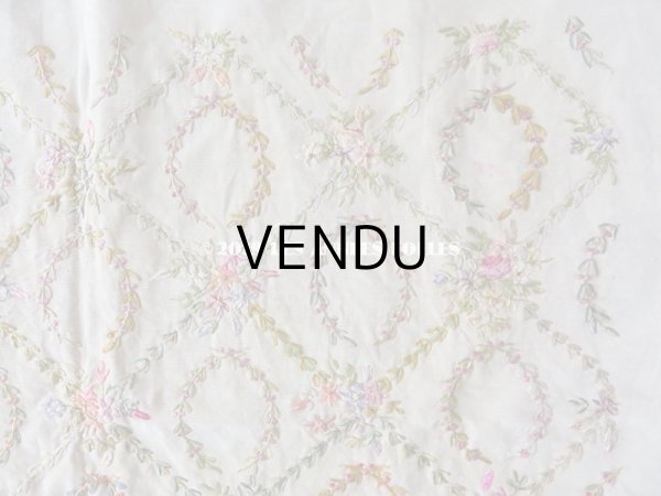 画像9: 【9周年セール対象外】 アンティーク リボン刺繍のパネル　ファブリック  (9)