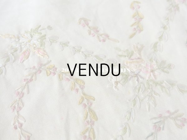 画像15: 【9周年セール対象外】 アンティーク リボン刺繍のパネル　ファブリック  (15)