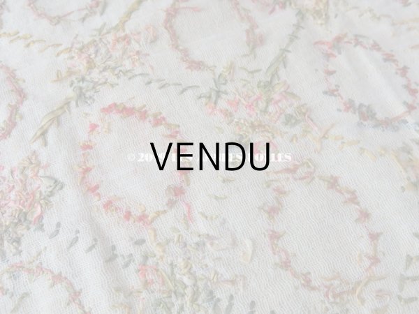 画像5: 【9周年セール対象外】 アンティーク リボン刺繍のパネル　ファブリック  (5)