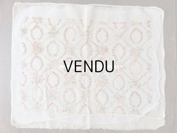 画像4: 【9周年セール対象外】 アンティーク リボン刺繍のパネル　ファブリック  (4)