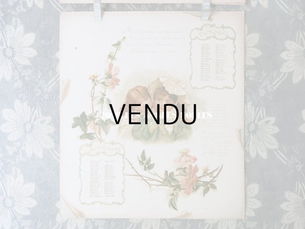 画像4: 【9周年セール対象外】 1898年　アンティーク カレンダー　クロモグフィー 花少女たち DE SAISON EN SAISON (4)