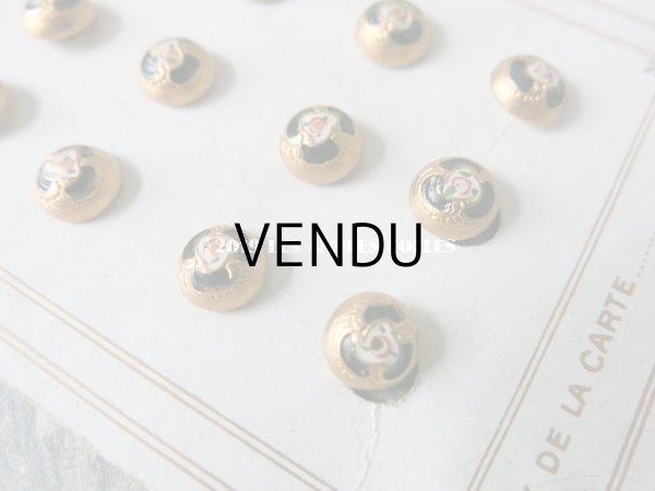 画像3: アンティーク 極小 メタルボタン 薔薇のペイント 8mm 16ピースのセット (3)