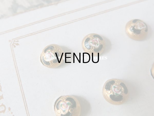 画像5: アンティーク 極小 メタルボタン 薔薇のペイント 8mm 16ピースのセット (5)