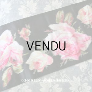 画像: 19世紀 アンティーク シルク製 幅広リボン ベルベットの薔薇模様 17.5cm幅 150cm