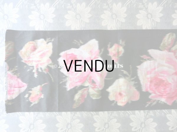 画像3: 19世紀 アンティーク シルク製 幅広リボン ベルベットの薔薇模様 17.5cm幅 150cm (3)