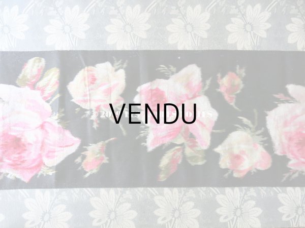 画像5: 19世紀 アンティーク シルク製 幅広リボン ベルベットの薔薇模様 17.5cm幅 150cm (5)