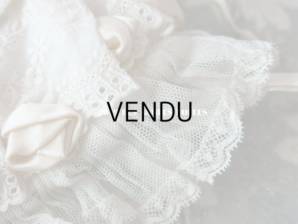 画像7: 1920年代 アンティーク 少女用 レースのボネ 淡いグレイッシュピンクのロココモチーフ (7)