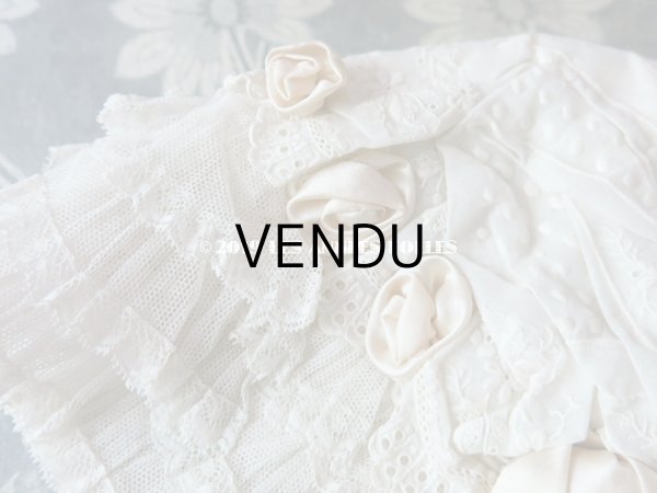 画像5: 1920年代 アンティーク 少女用 レースのボネ 淡いグレイッシュピンクのロココモチーフ (5)