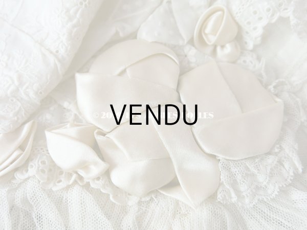 画像8: 1920年代 アンティーク 少女用 レースのボネ 淡いグレイッシュピンクのロココモチーフ (8)