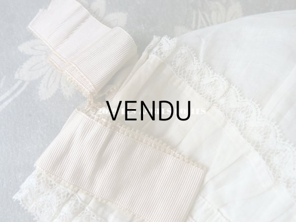 画像6: 1900年代 アンティーク 少女用 レースのボネ グレイッシュピンクのシルクリボン ナイトキャップ (6)