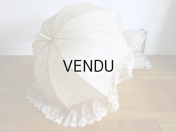 画像4: 1900年代 アンティーク  レースの日傘＆ファン オリジナルボックス入り　 (4)