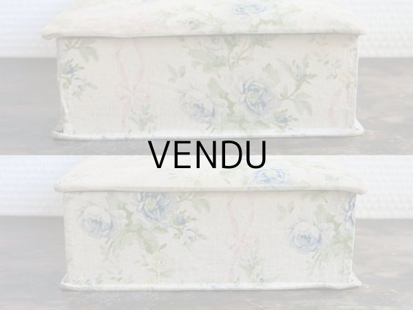 画像7: 1900年代 アンティーク ピンクのリボン & 青い薔薇  カルトナージュボックス (7)