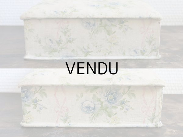 画像6: 1900年代 アンティーク ピンクのリボン & 青い薔薇  カルトナージュボックス (6)