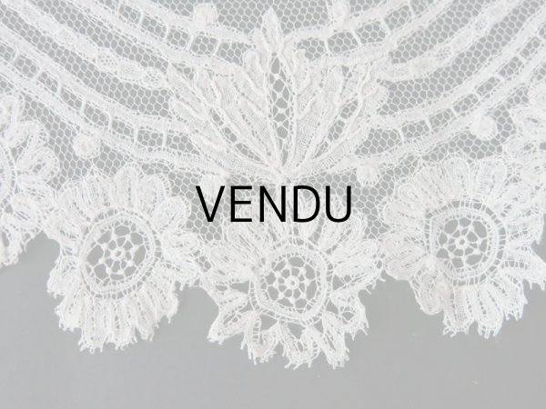 画像11: 19世紀末 アンティーク アプリケーション ブリュッセルレース ポワン・ド・ガーズ＆ボビンレース 【ポワン・ド・ガーズ】 130cm (11)