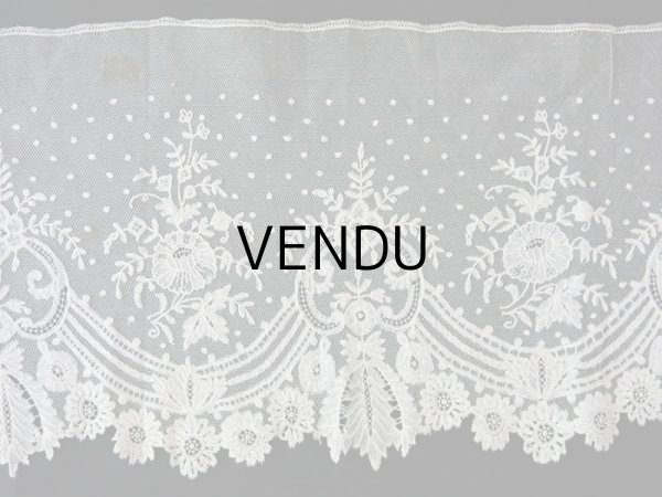 画像4: 19世紀末 アンティーク アプリケーション ブリュッセルレース ポワン・ド・ガーズ＆ボビンレース 【ポワン・ド・ガーズ】 130cm (4)