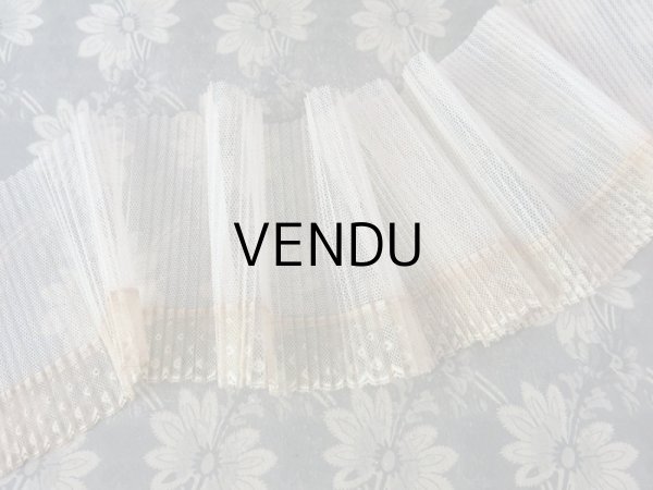 画像3: 1900年代 アンティーク プリーツ加工 チュールレース ドット柄  (3)