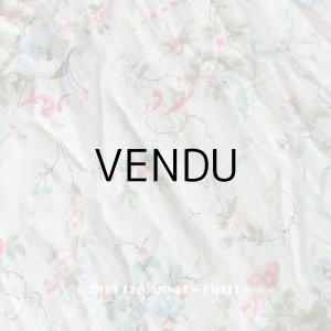 画像: 1900年代 アンティーク 薔薇の花かごのコットン製ファブリック 82×20〜23cm