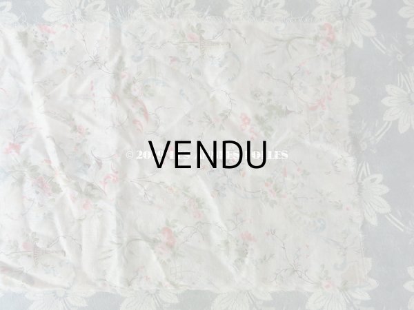 画像9: 1900年代 アンティーク 薔薇の花かごのコットン製ファブリック 82×20〜23cm (9)