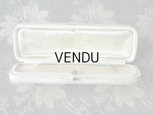 画像6: アンティーク 本革製 ジュエリーボックス  モノグラム入り オフホワイト エパングル (6)