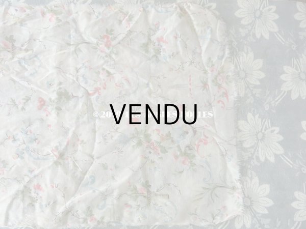 画像4: 1900年代 アンティーク 薔薇の花かごのコットン製ファブリック 82×20〜23cm (4)