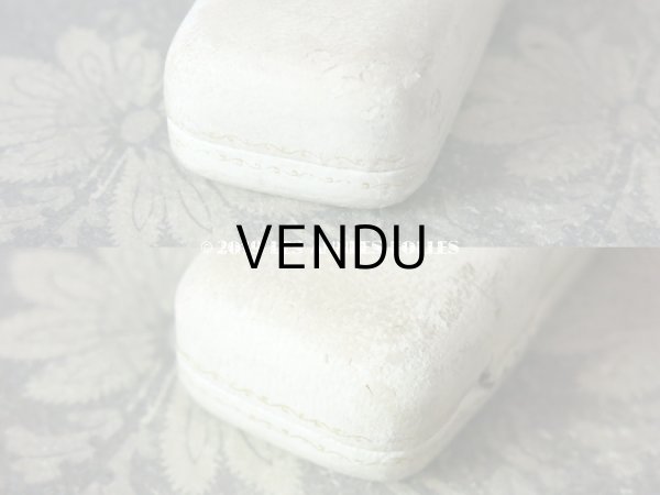 画像5: アンティーク 本革製 ジュエリーボックス  モノグラム入り オフホワイト エパングル (5)