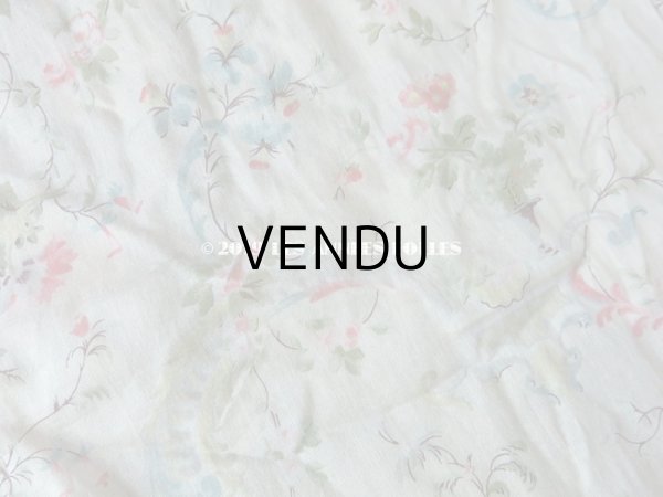 画像5: 1900年代 アンティーク 薔薇の花かごのコットン製ファブリック 82×20〜23cm (5)