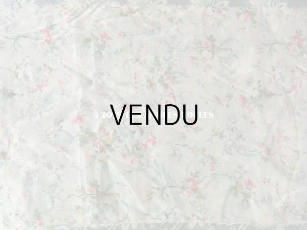 画像3: 1900年代 アンティーク 薔薇の花かごのコットン製ファブリック 82×20〜23cm (3)