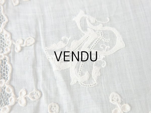 画像6: アンティーク アランソンレースの結婚式のハンカチ  【ポワン・ダランソン（アランソン）】　【POINT D'ALENCON】 (6)