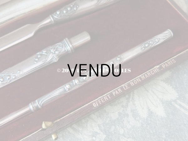 画像4: アンティーク レタリングセット 鈴蘭 ペン軸 & レターオープナー & ペンシルケース - AU BON MARCHE - (4)