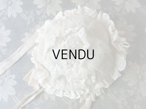 画像7: アンティーク ドール用 アランソンレースのボネ 【ポワン・ダランソン（アランソン）】　【POINT D'ALENCON】 (7)