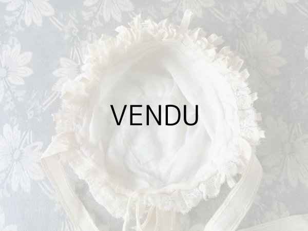 画像6: アンティーク ドール用 アランソンレースのボネ 【ポワン・ダランソン（アランソン）】　【POINT D'ALENCON】 (6)