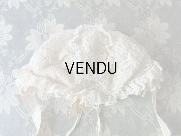 画像5: アンティーク ドール用 アランソンレースのボネ 【ポワン・ダランソン（アランソン）】　【POINT D'ALENCON】 (5)